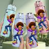 1PC Breakdance Hip Hop Boy Pattern 750ml Color Plastic Sports Water Bottle Leakproof Flip Straw Lid Suitable for Sports Office Home Use