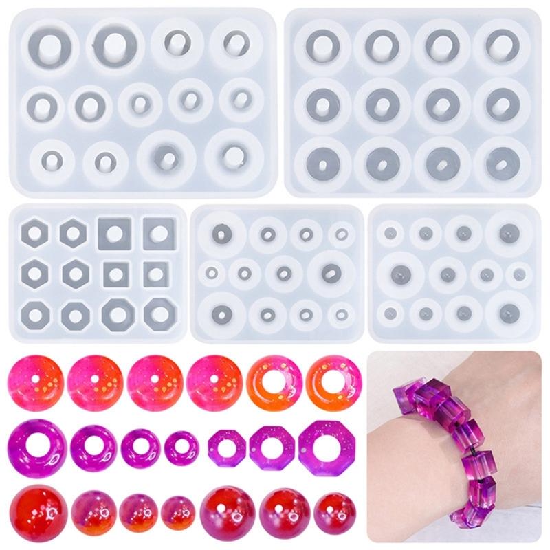 Silicone Molds For Resin Beads Gemstones DIY Crafting Multi Shape Jewelry Accessories Pendants Casting Tools Supplies Set