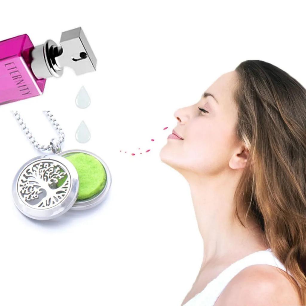 Colorful Crystal Tree Of Life Aromatherapy Necklace Perfume  Oil Diffuser Chain Pendant Lockets Jewelry