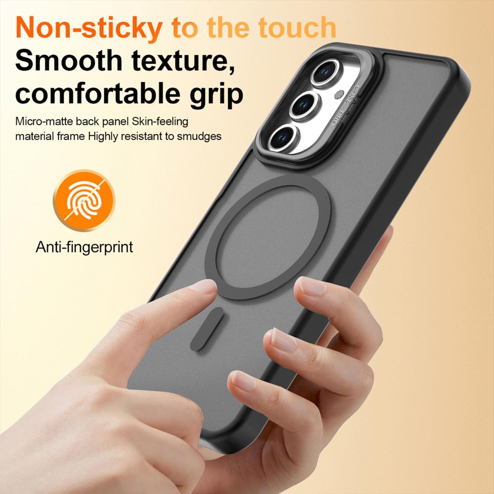 KEYSION Lens Stand Magnetic Phone Case for MagSafe for Samsung Galaxy A55 5G A35 A25 A15 A05S Matte Translucent Shockproof Cover