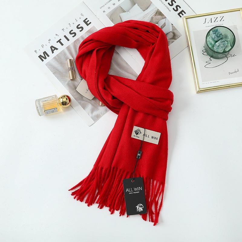 Women'S Thick Warm Solid Color Scarf Autumn And Winter New Style Cashmere Scarf Versatile Wool Scarf