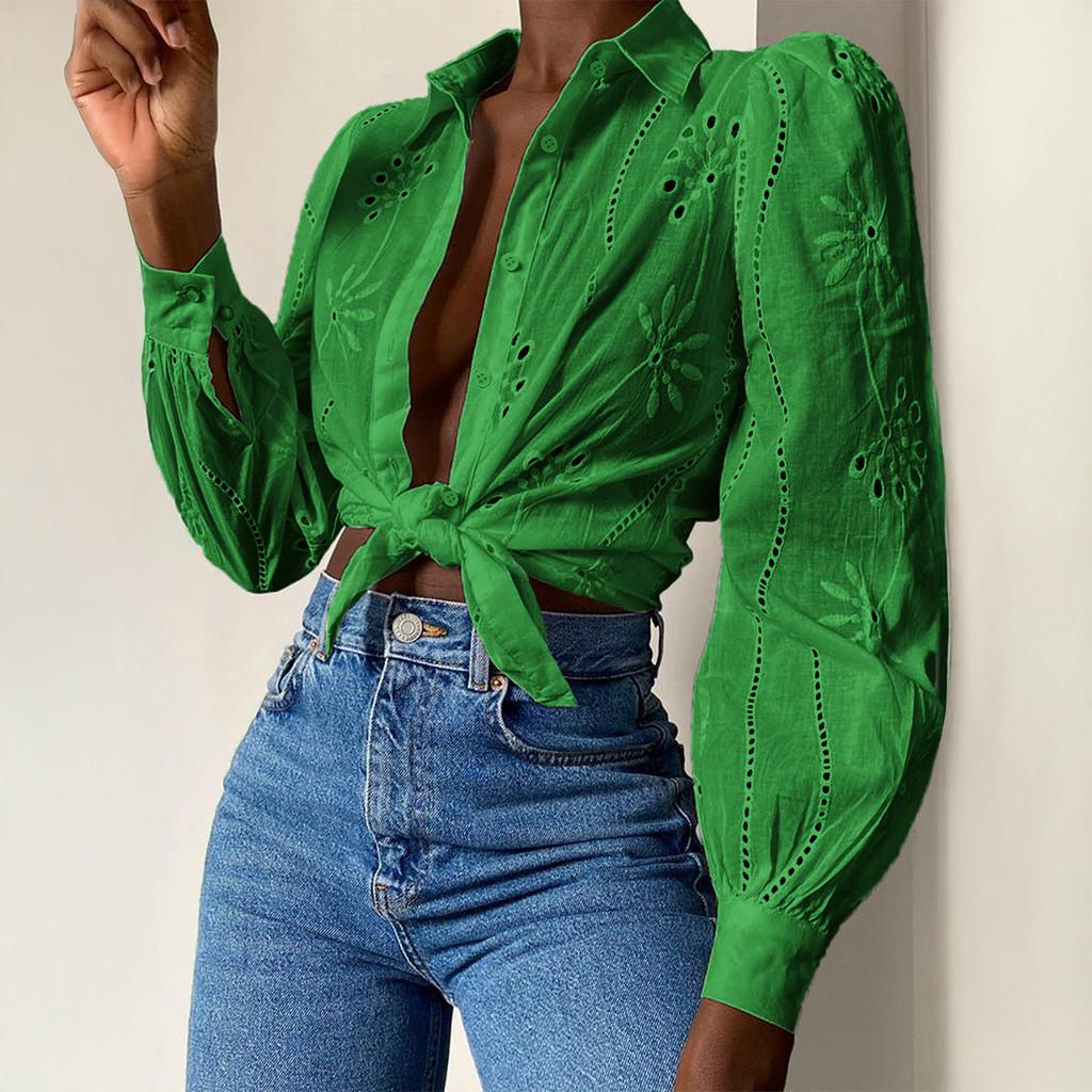 Lässige Urlaubsmode Hohlgestrickte Langarm-Cardigan-Bluse für Damen 2025 Herbst und Winter