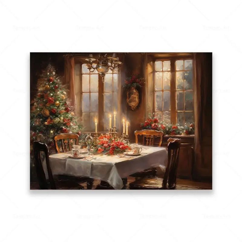 Classic Vintage Father Christmas Wall Art  Winter Holiday HD Canvas Print Poster for Living Room  Bedroom Decor