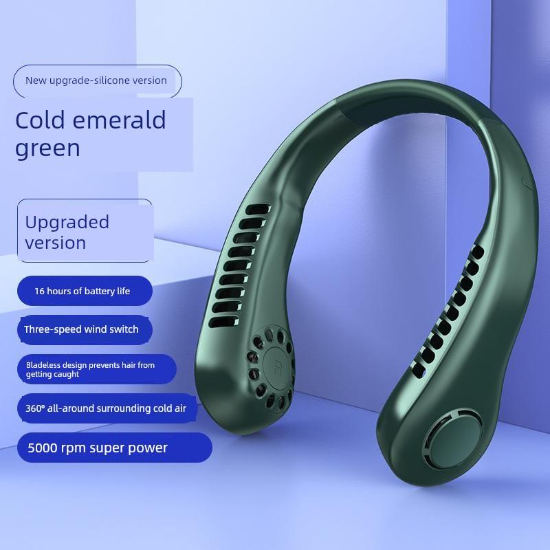 2025 New Model Neck-Hanging Fan with Cooling Function, Ultra-Long Battery Life, Portable Charging, Bladeless, Strong Wind, Ultra-Quiet, Small and