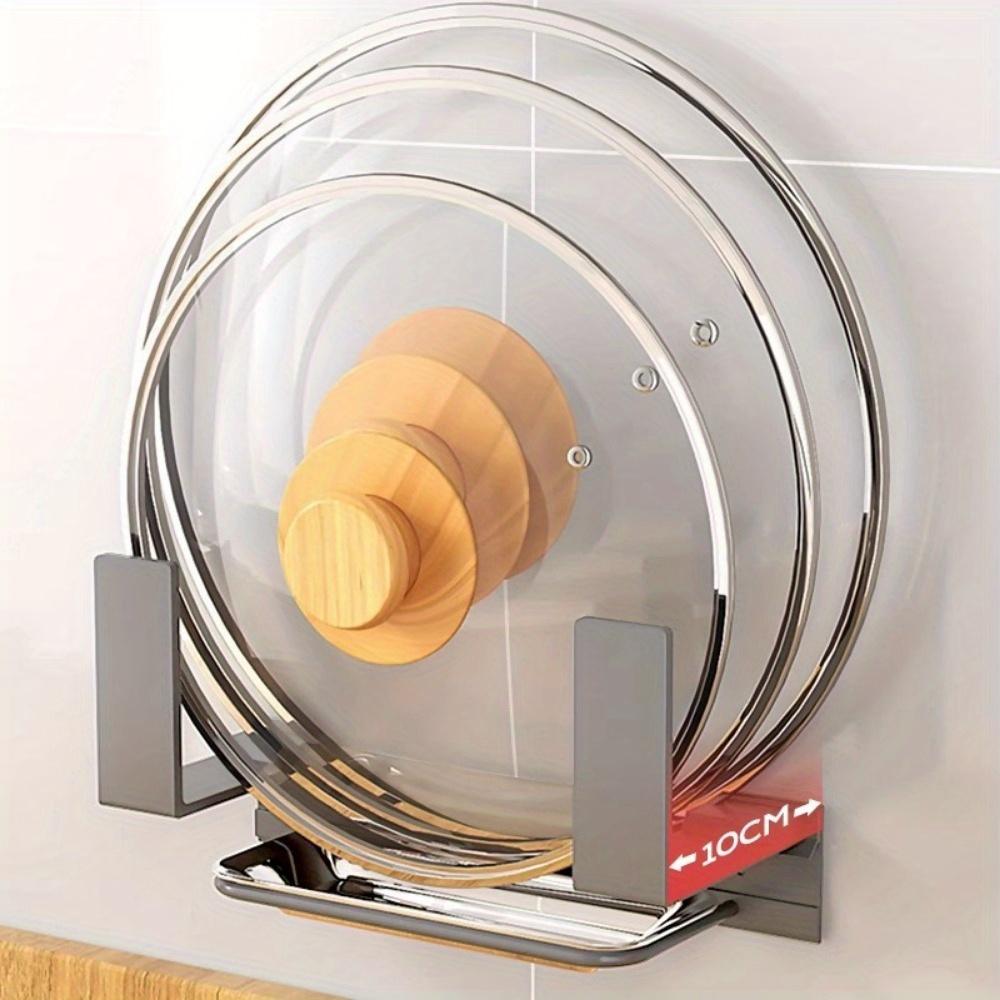 1PC Pot Lid Holder Organizer Rack Wall Mount Pot Lid with Tray Kitchen Cabinet Door Bakeware Pans Trays Storage Rack
