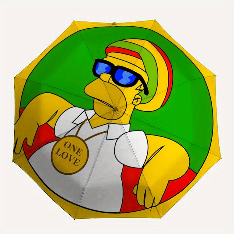 1pc Homer Simpson Folding Umbrella,Compact Travel Umbrella with 8-Rib Design,Thickened And Reinforced Umbrella Frame yy250728001
