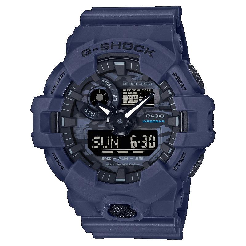 

Casio Men s Resin 200M Water Resistant Analog Shock Resistant Quartz Watch GA-700CA-2A синий