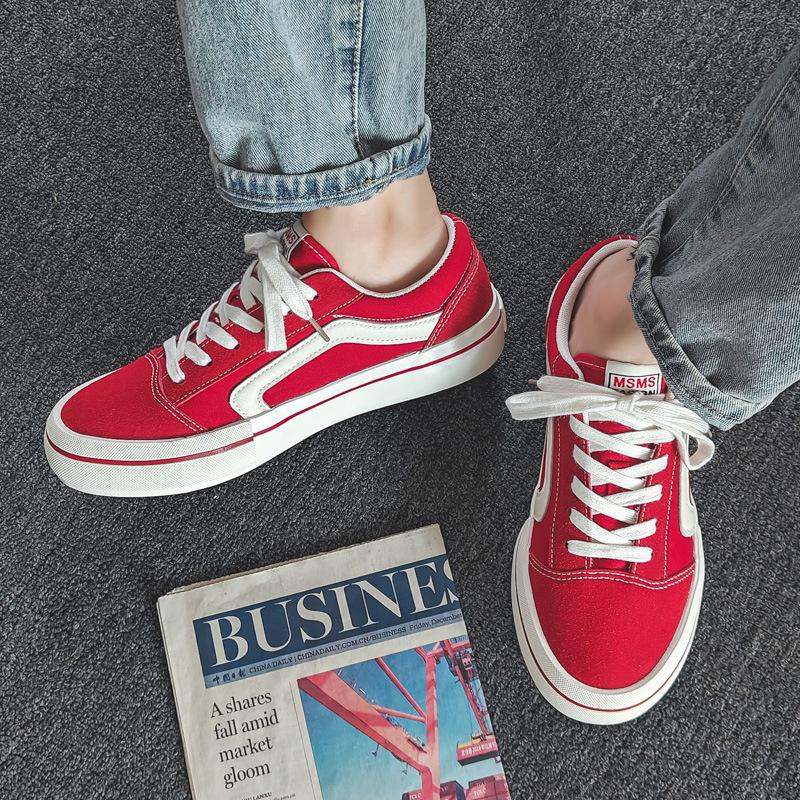 Autumn new retro canvas shoes lace-up sports board shoes men's versatile couple casual shoes breathable shoes clear