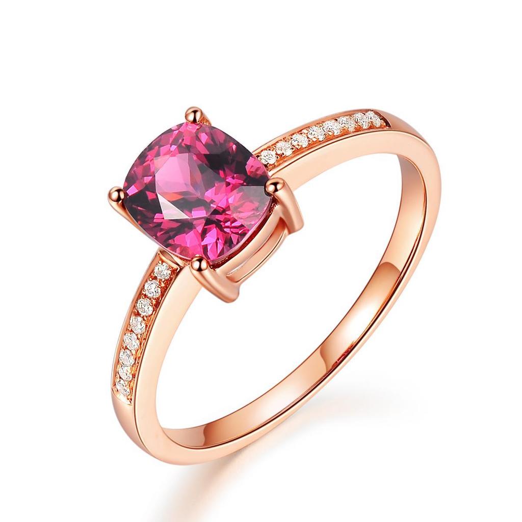 Stylish Red Tourmaline Open Ring for Women