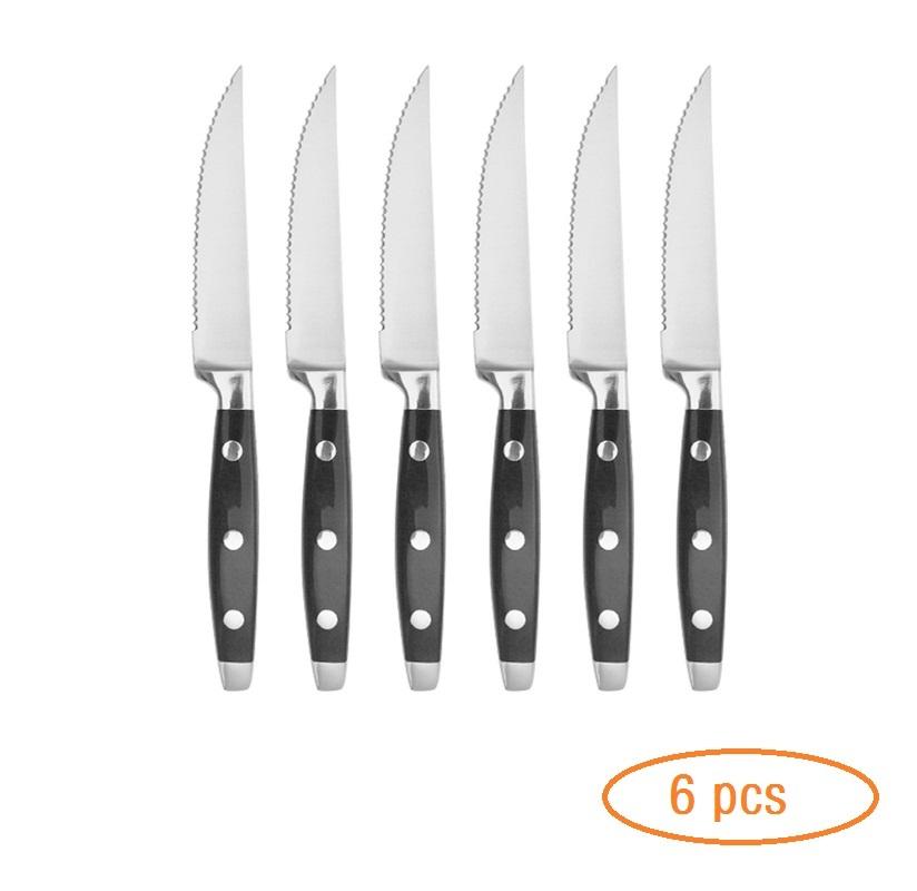 

4-10 шт. ножей для стейка из нержавеющей стали, ножи для очистки овощей, набор кухонных ножей для мяса с мягкой черной ручкой из POM-пластика, 8,5 дюймов 8 inch