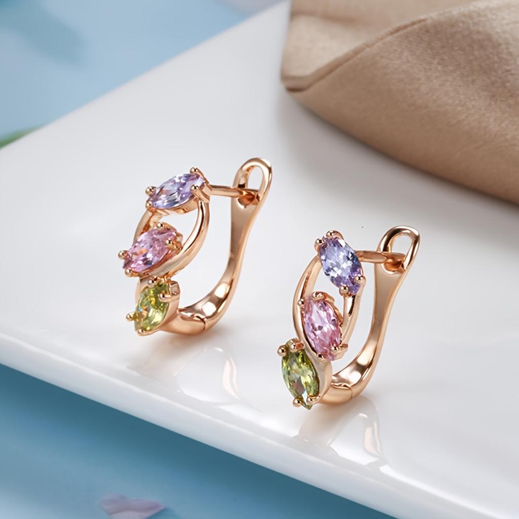 Multicolor Zircon Stone Hoop Earrings for Women with Elegant Design and Durable Metal Setting Suitable for Daily Wear and Special Occasions