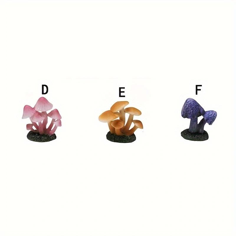 3pcs Mini Resin Mushroom Figurine Fake Mushroom Miniatures Micro Landscape Fairy Garden Terrarium Decorations Desktop Ornament