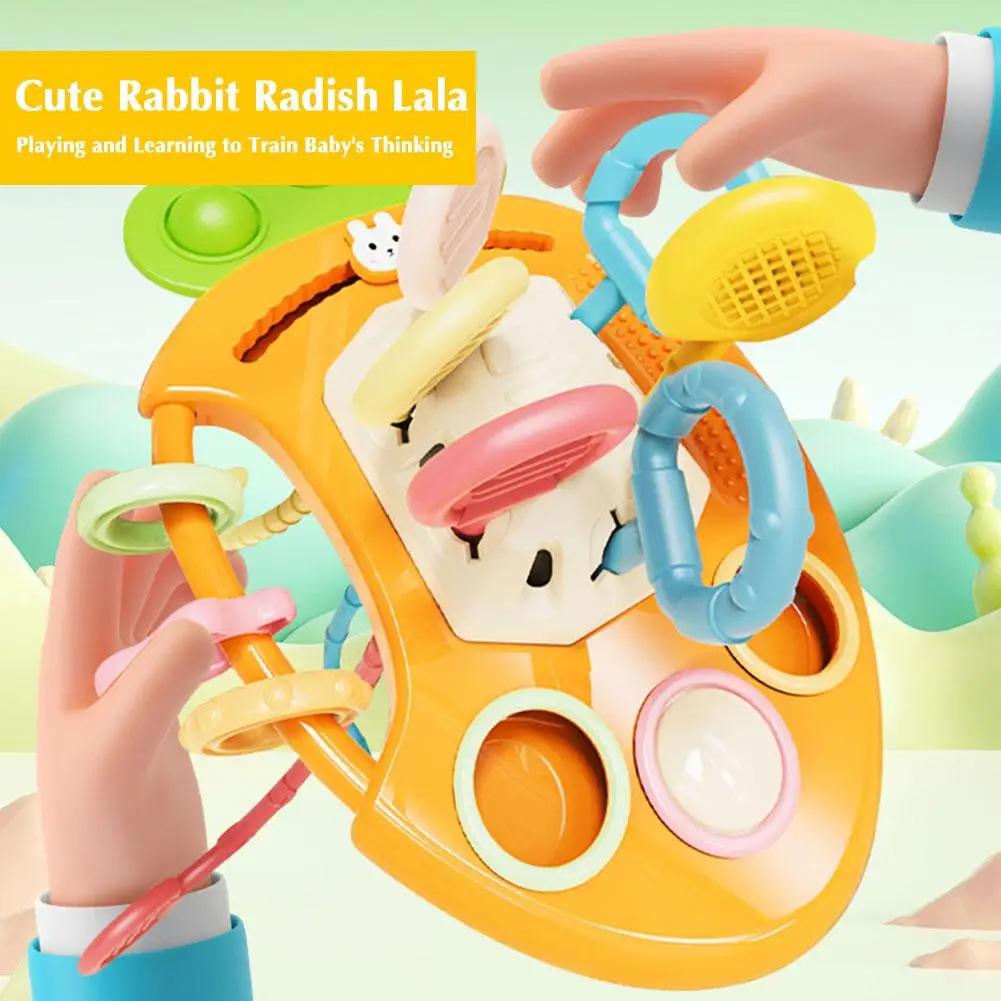 Montessori Pull String Toys Cute Rabbit Radish Babies Sensory Toys Teethers Developmental Fine Motor Skills Toys Baby Gifts