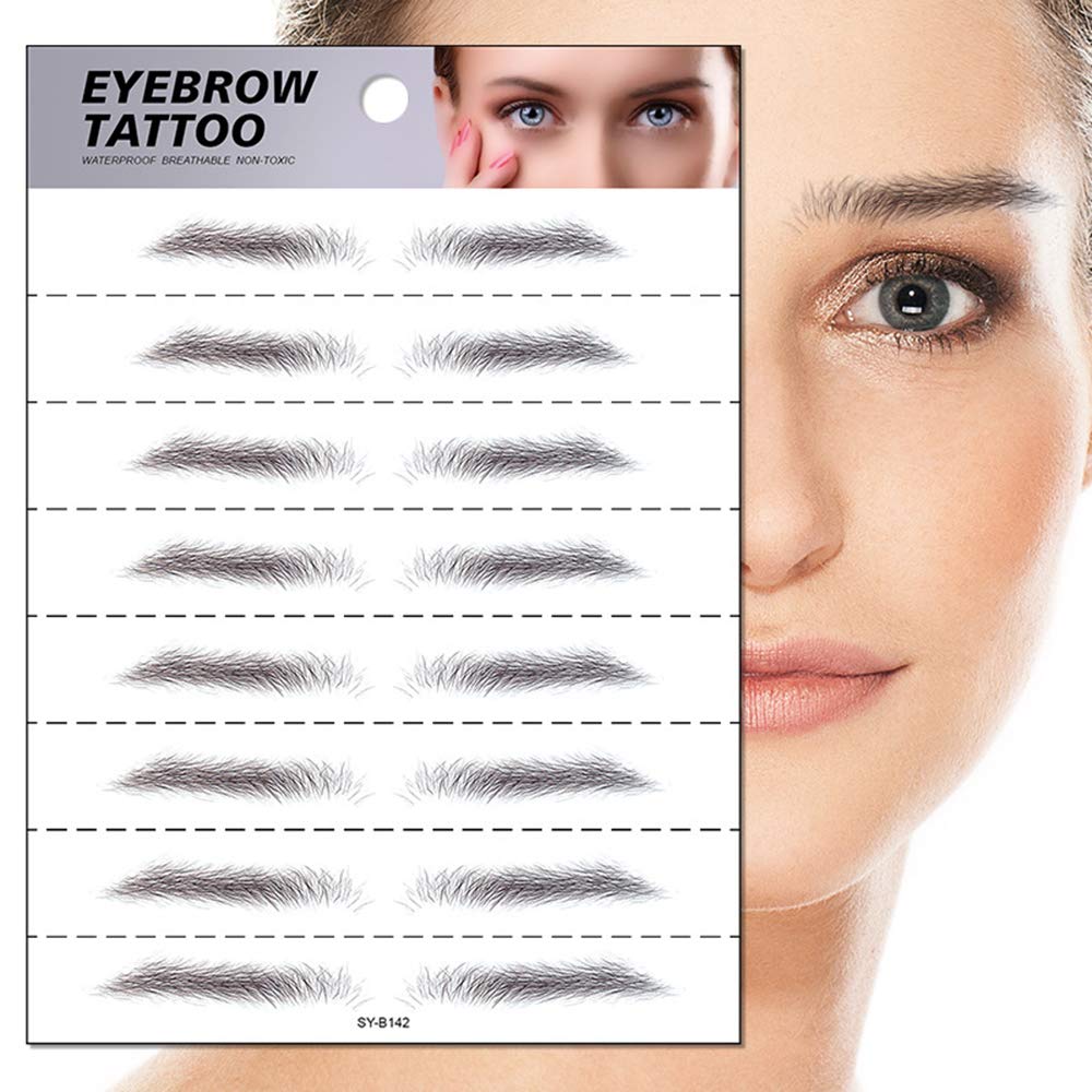 S.A.V.I 8 Paia Look Naturale 6D Styling Sopracciglia Lunga Durata Fino a 7 Giorni Impermeabili Tatuaggi Temporanei Adesivi - 1 Foglio (142)