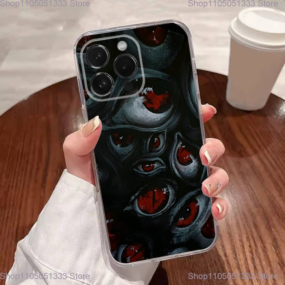 Scary Red Evil Demon Eyes Phone Case For iPhone 17,16,15,14,13,12,11 Plus,Pro,Max,XR,XS,Plus,E,SE4,Mini Transparent Cover