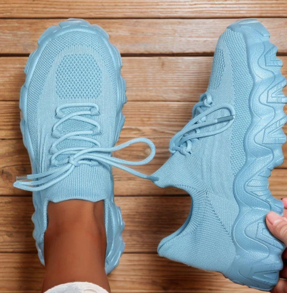 Dzianinowe Codzienne Trampki Modne Grube Buty Siatkowe Trampki na Platformie Oddychające Buty do Chodzenia Sportowe Buty z Grubą Podeszwą