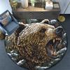 Grizzly Bear Round Area Rug,Carpet Rug for Living Room Bedroom Sofa Playroom Decor,Non-slip Floor Mat