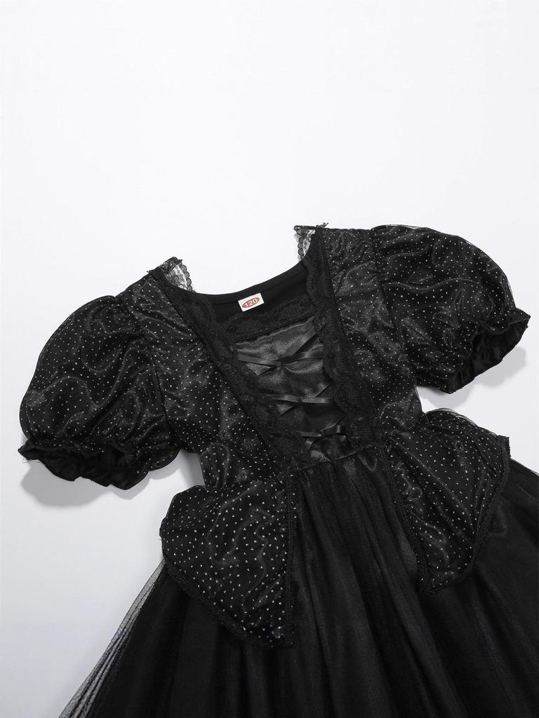 Maleficent Hexe Halloween Cosplay Kleid für Mädchen - Dunkler Stil Schwarzes Prinzessinnen Outfit