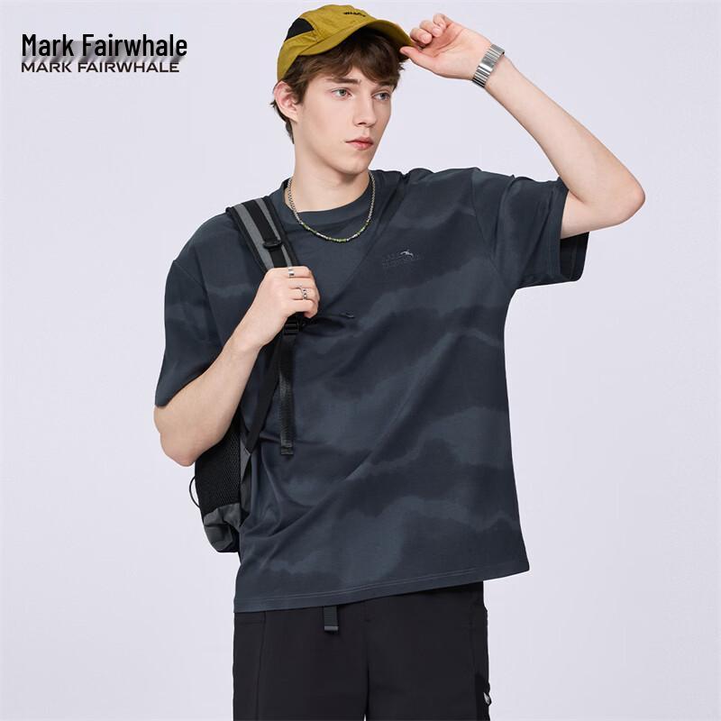 Mark Fairwhale Men s Trendy Full Print Embroidered Short Sleeve T-Shirt XXL