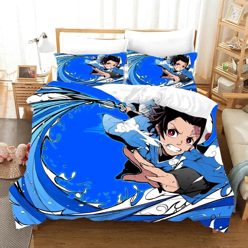 Comforter Fashion 3D Print Anime Ghost Killing Blade Bedding Sets With Twin Full Queen King Bedclothes