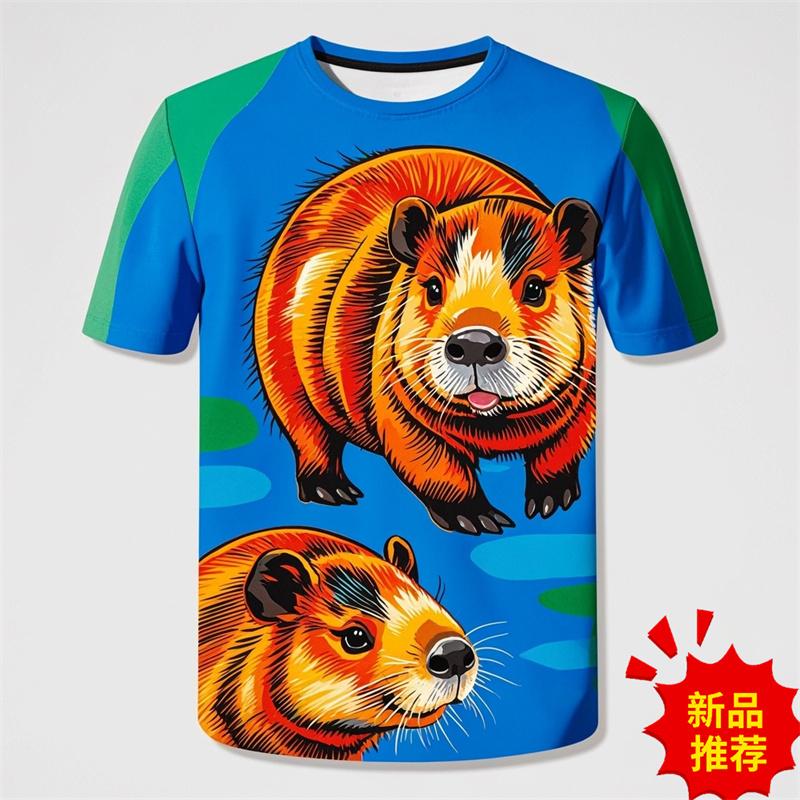 Summer Harajuku 3D Cute Animal Capybara Print T Shirt For Men
