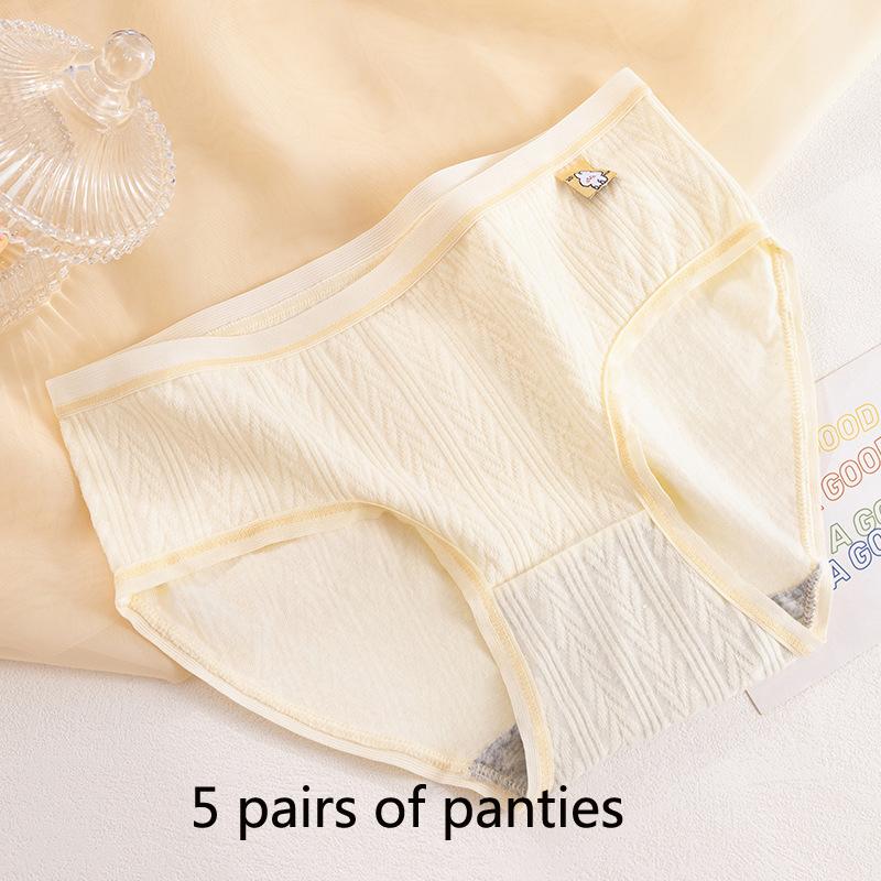 

5a Антибактериальные женские трусики с мультяшной тканевой этикеткой, трусики со средней талией, облегающие бедра, подростковые трусики-треугольники с рисунком для студентов XL