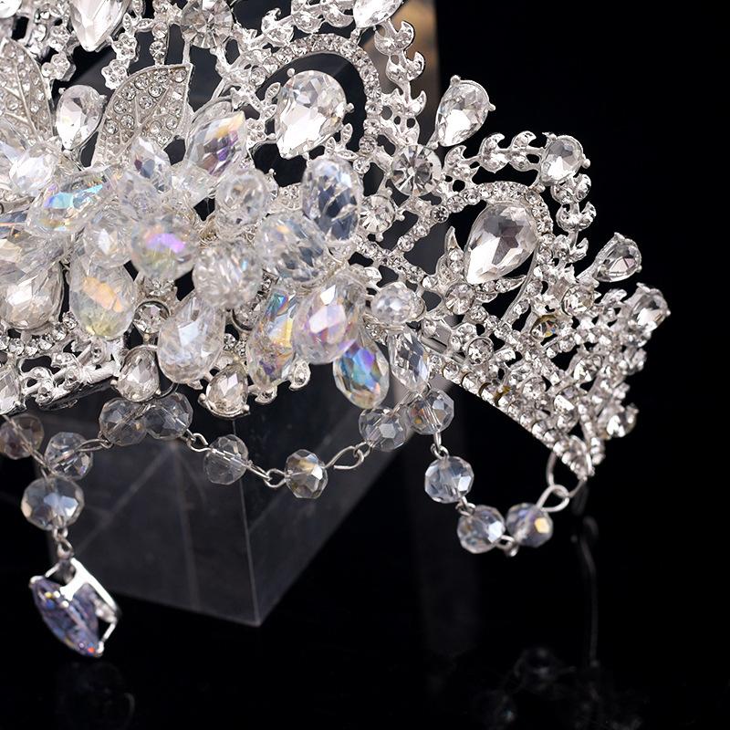 Bridal Tiara Princess Crown Sweet Shiny Crown Hair Accessories Main Wedding Dress White Gauze with Forehead Ornaments Wedding Accessories