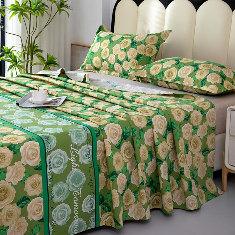 Cotton Thickened Bed Sheet Plant Flowers Printed Single Double Top King Sheets Pure Cotton Single Size Kids Bed Linen "