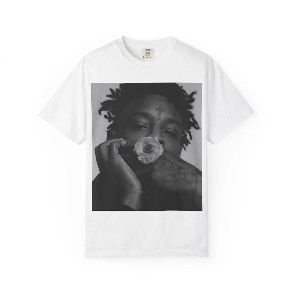 21 Savage with Rose T-shirt | Rap Portrait Tee