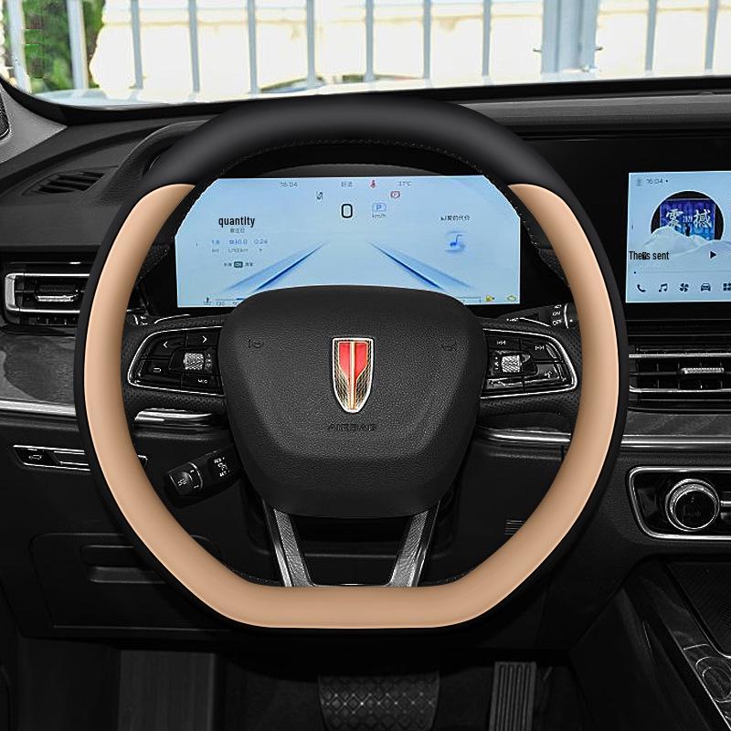 Anti-Slip Genuine Leather Steering Wheel Cover for Hongqi Models: H9, 23 H5, Classic, H6, HS5, HS7, HQ9.
