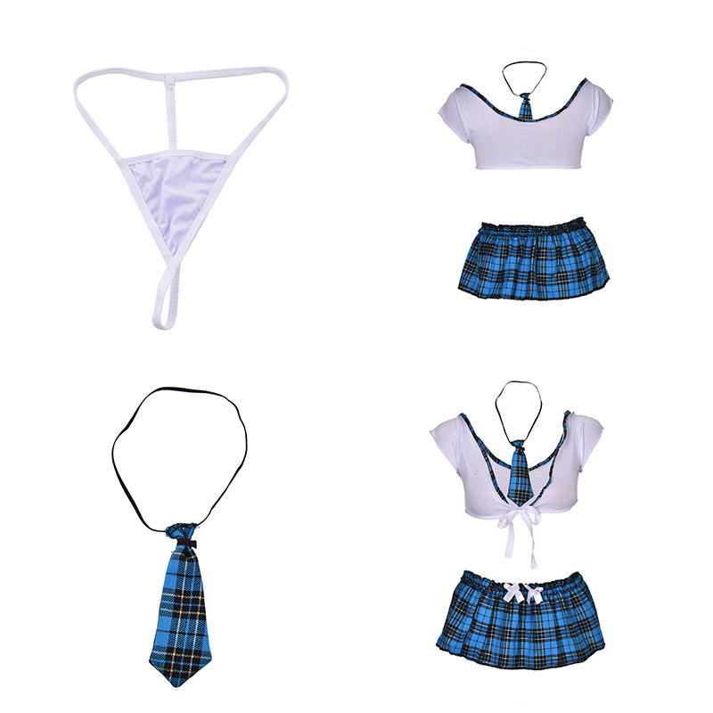 Women School Girl Uniform Costume Lingerie Halloween Sexy Fancy Dress Outfit