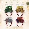 Christmas Light Up Headband 2027 Cute Glitter Hair Hoop New Year Eve Costume Party Accessory For Women Girls Holiday Dress Up