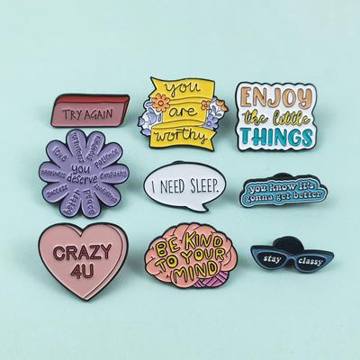Geometric Heart & Flower Cartoon Brooch Alloy Pin