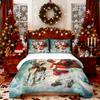 3pcs Santa Claus Print Coreless Duvet Set, Multi Size Bedroom, Dormitory Bedding, Holiday Decoration, Machine Washable