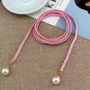 Korean Version Woven Thin Belt Women's Versatile Decorative Waist Rope Women's Sweet Dress Knotted Skirt Pearl Waist