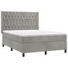 Vidaxl Letto Continentale Con Materasso, Grigio Chiaro, 140X190Cm, Velluto