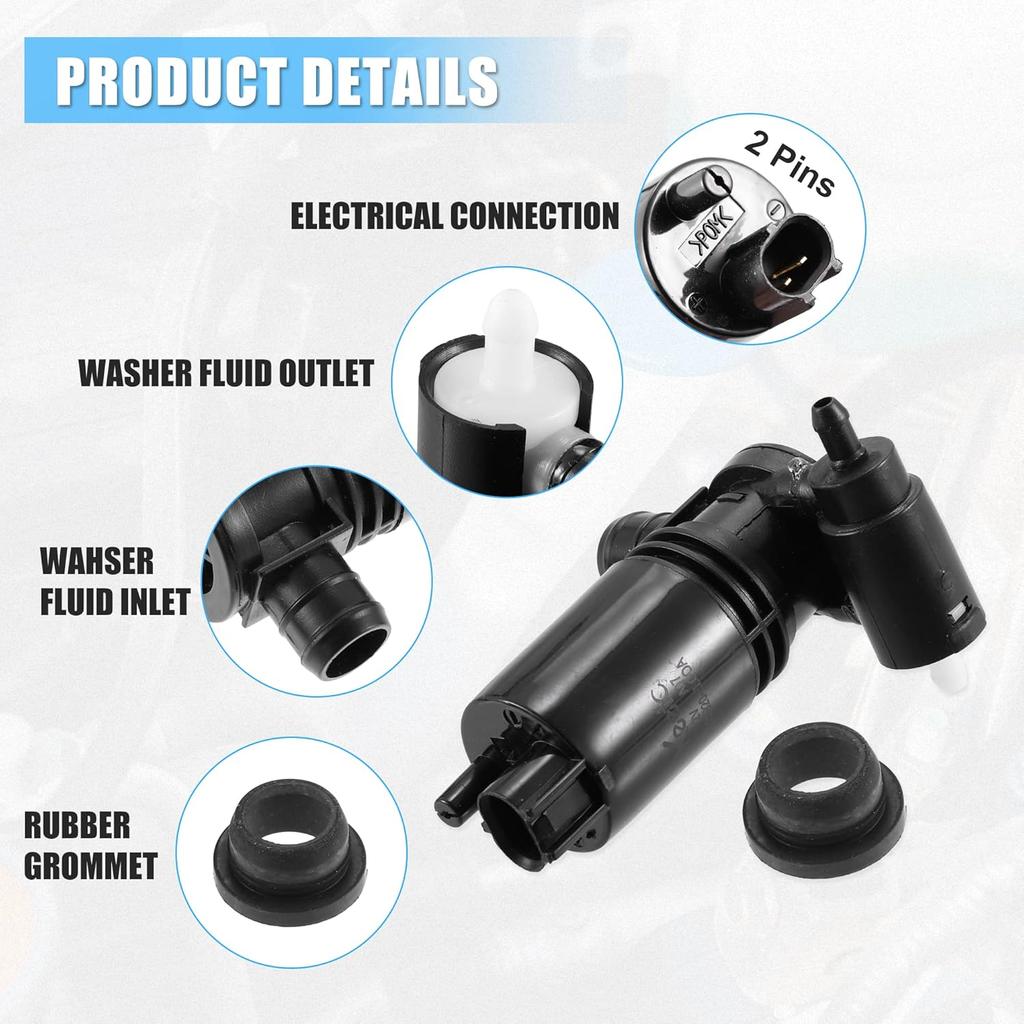 ACROPIX Windshield Washer Motor Pump with Grommet for Nissan Rogue Sport Juke Versa - Pack of 1 Black