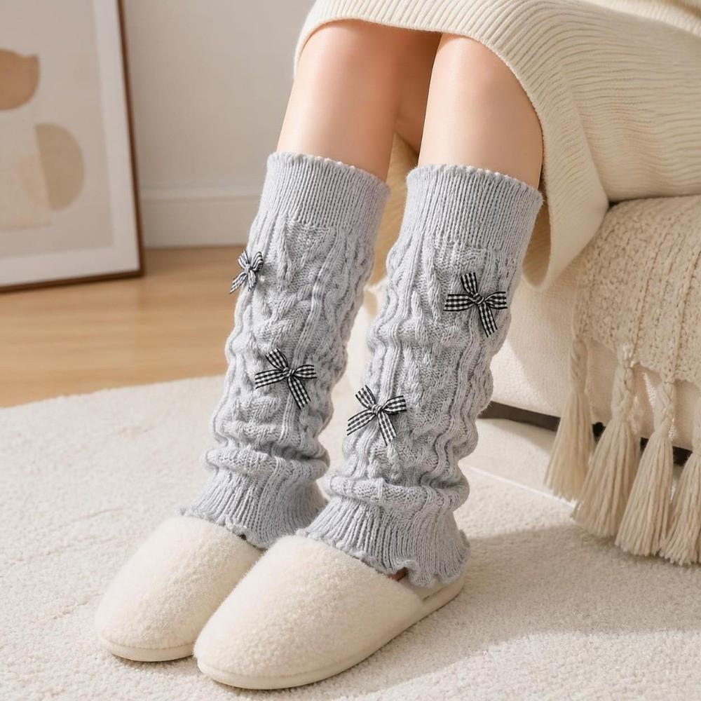 Knitted Style Bow Tie Leg Warmers Pile Stockings Stacked Socks Cute Guards Socks Ballet Style