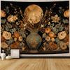 A Tapestry Wall Hanging Featuring The Beauty of Flowers Reflected in a Moonlit Vase, Made of Lightweight Polyester Fiber, Suitable for Decorating Bedr