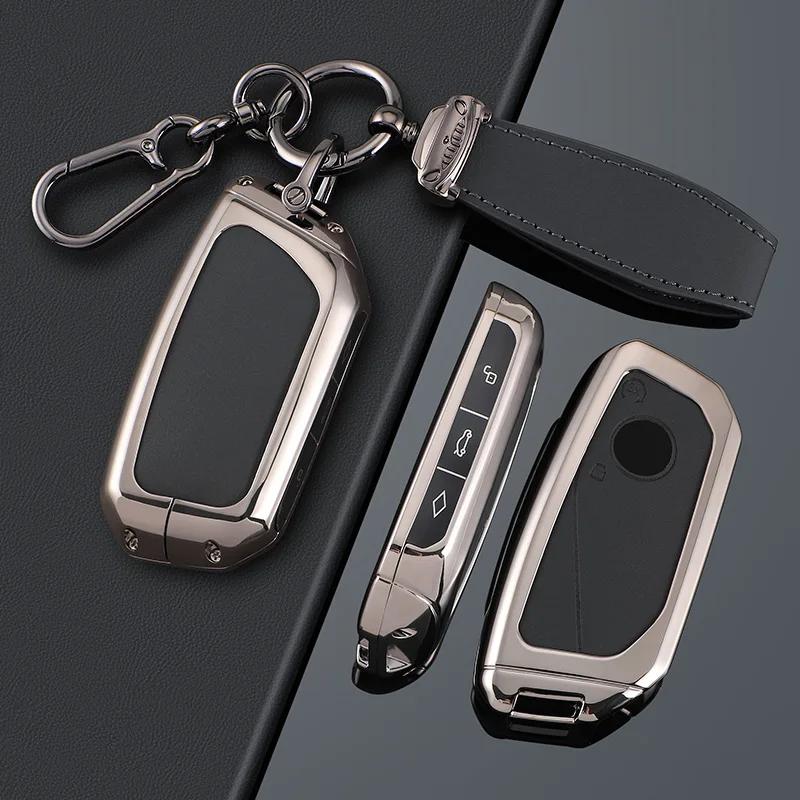 Styling Mouldings Cortex Car Remote Smart Key Fob Case Cover Shell Holder Bag with Keychain For BMW 7 Series XM IX I7 X7 G07 202