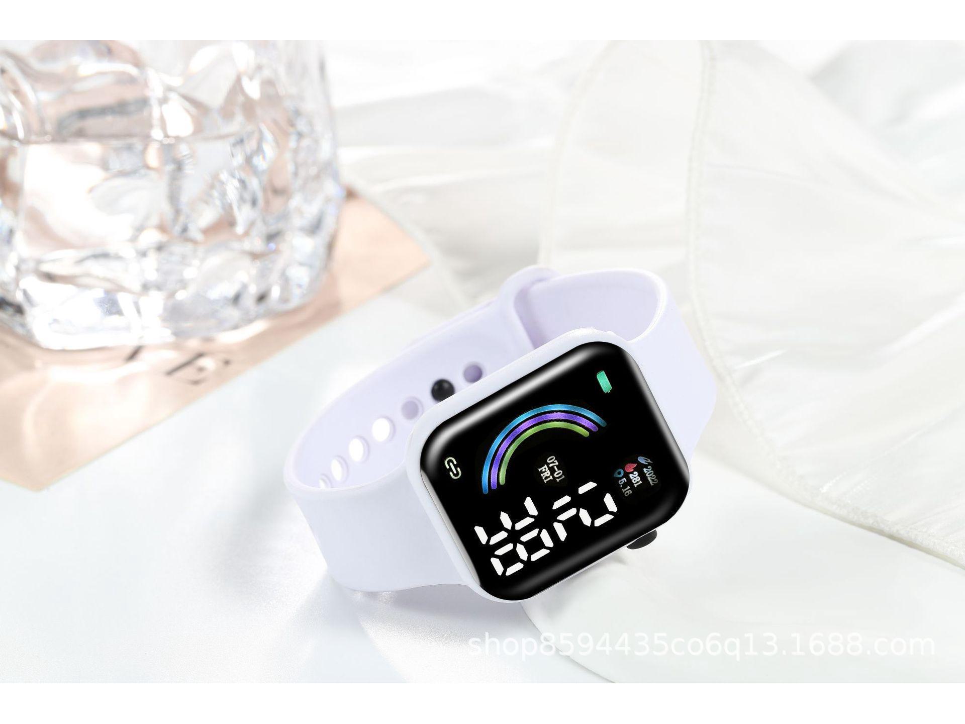 Детские электронные спортивные часы Rainbow LED 23x2 белый