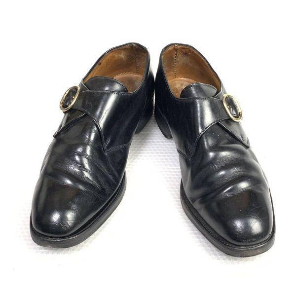70s-80s England Made/Lotus/MILFORD U/Monk Strap Shoes/8/26.5cm/Black/(USED)