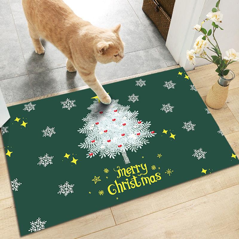 Merry Christmas Entrance Door Mat Christmas Tree Santa Claus Print Carpet Home Decor Living Room Rug Bathroom Non-slip Floor Mat