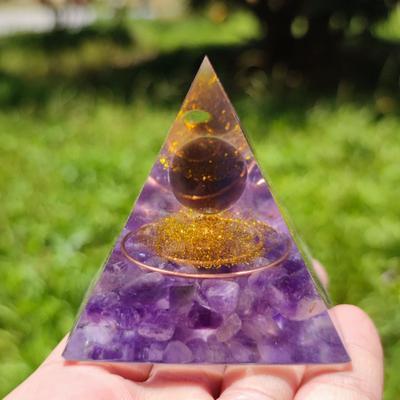Sihirli Orgonit Piramidi Ametist Kristal Küre Mavi Kuvars Doğal Kristal Taş Orgon Enerji Şifa Reiki Ev Ofis Dekoru