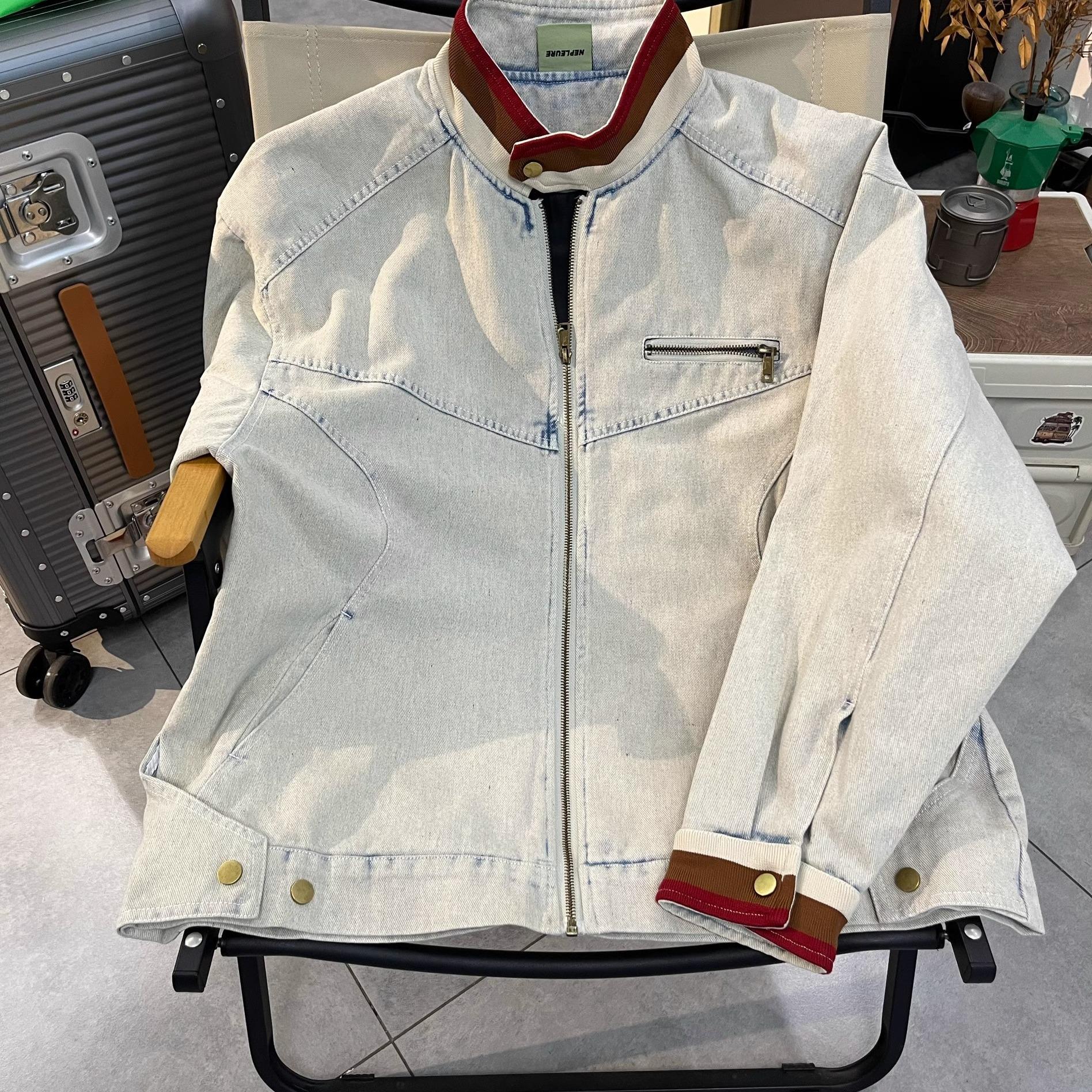 Американская ретро джинсовая куртка cleanfit мужская весна и осень высококачественная хулиганская стильная куртка-tooling с воротником-стойкой Детройт M