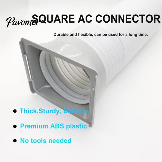 Left And Right Threaded Coupler 5.9 Inch Portable AC Exhaust Hose Adapter Square to Round Vent Connector for Mobile Air Conditioner, Replacement