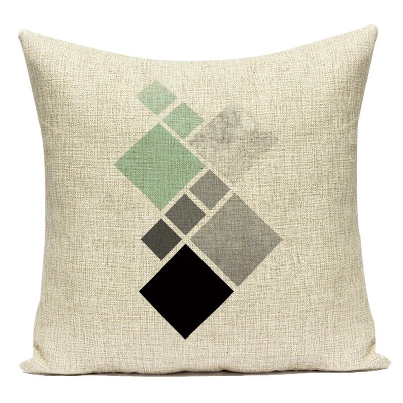 Decorative Throw Pillows Case Simply Green Geometric Polyester Sofa Cushion Cover For Living Room Home Decoration