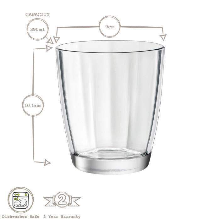 Verre Whisky Tumblers Set - Bormioli Rocco - Pulsar - 390ml - Rose - Compatible Lave-vaisselle