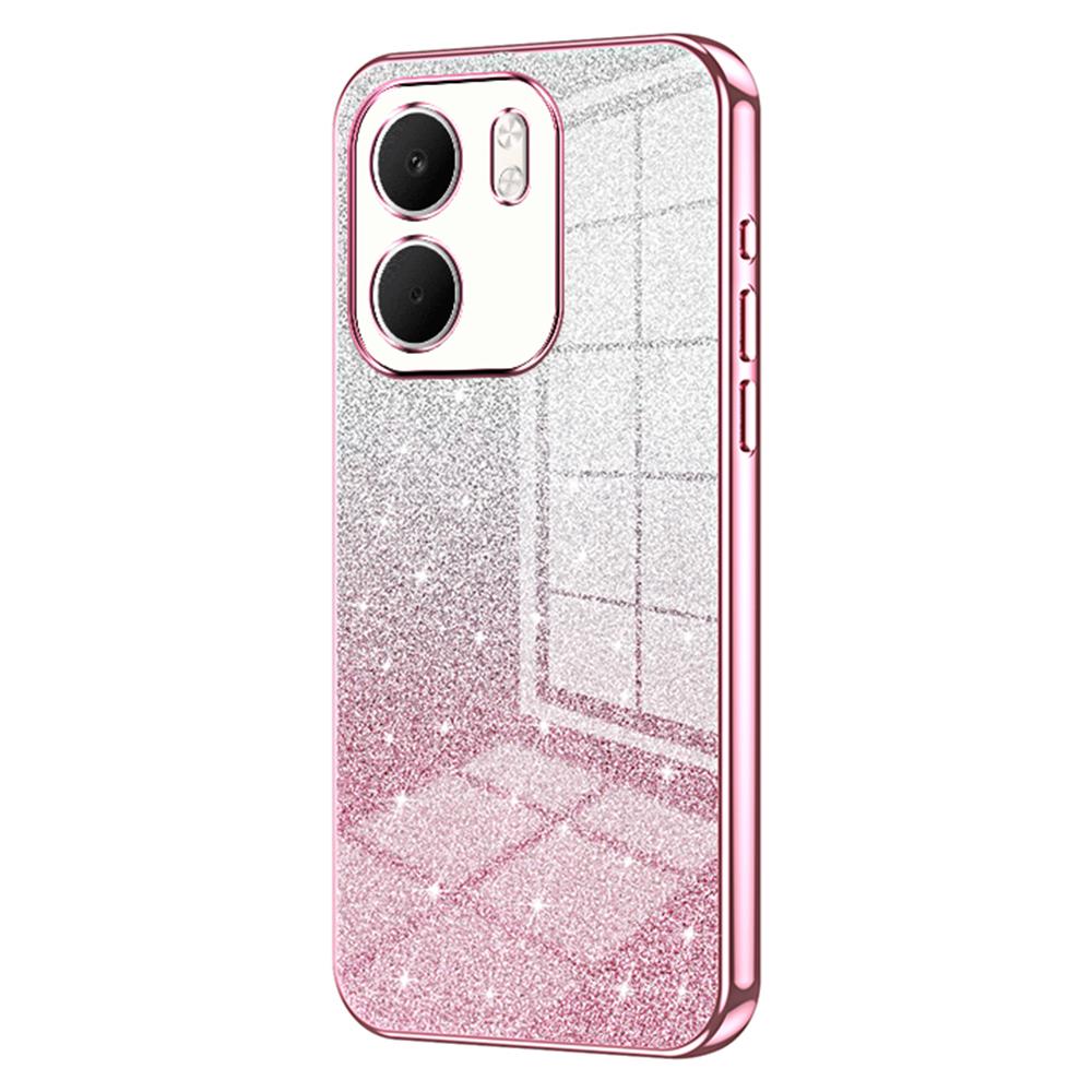 

For Oppo A5x 5G Case Electroplating Gradient Glitter TPU Phone Cover Pink