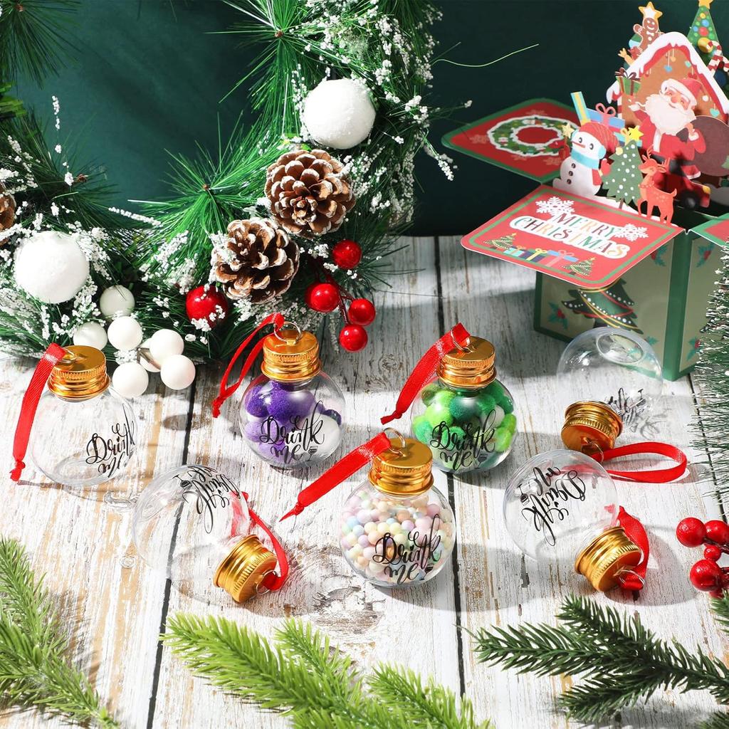 eBoot 24 Pcs Booze Balls Ornament Fillable Drink Me Ornaments for Christmas Tree